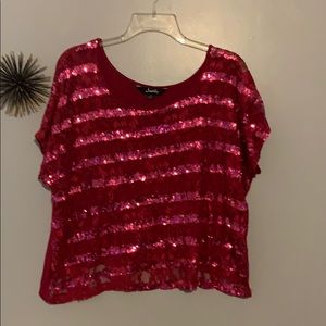 Justify pink and sparkly crop top, size L
